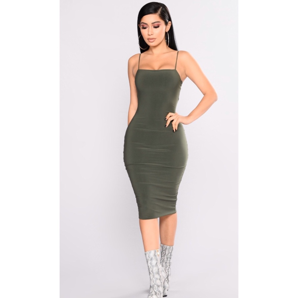 Nova Babe Dress (Fashion Nova, L, Olive)